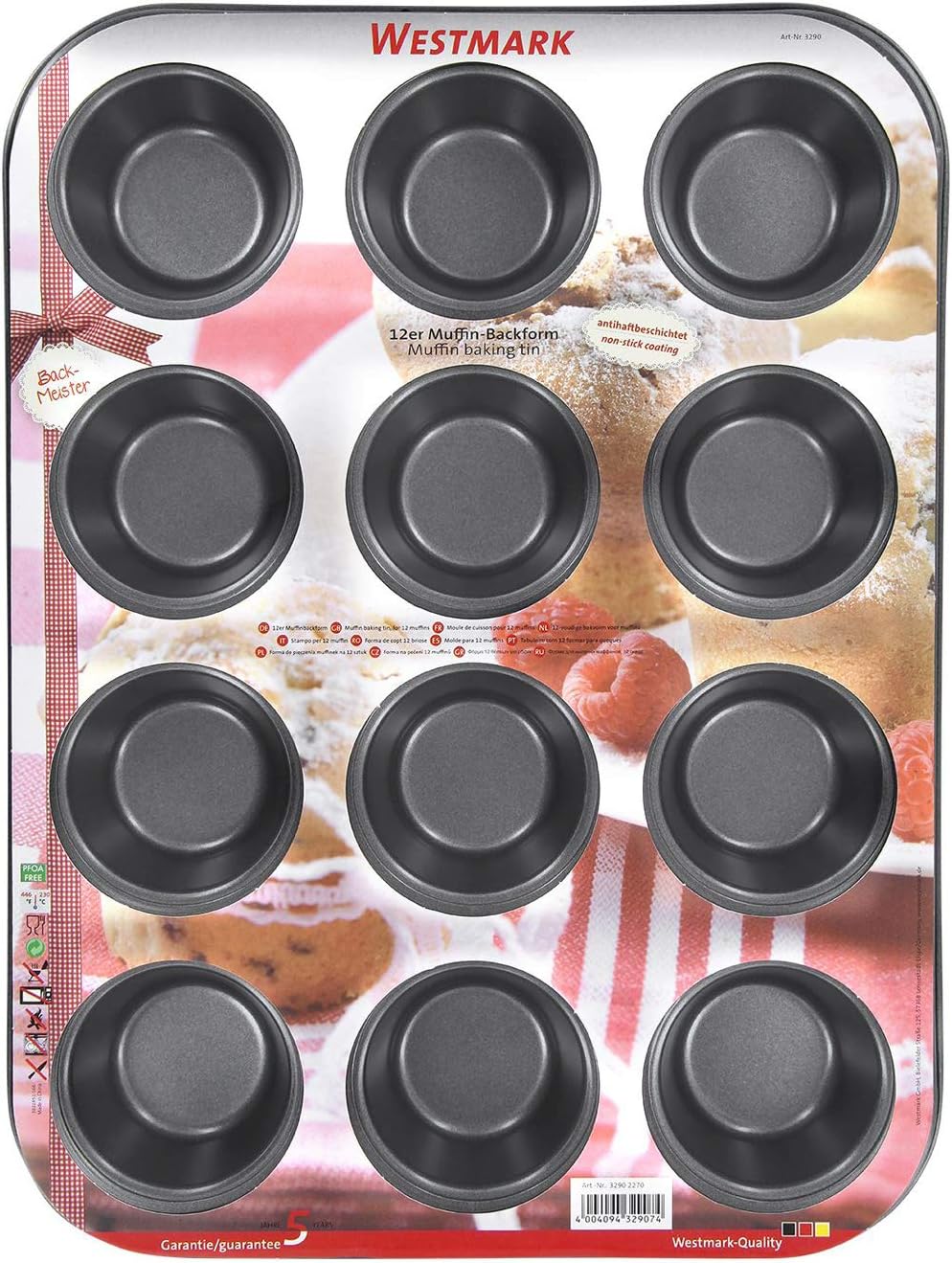 Westmark Muffinbackform, Für 12 Muffins, Antihaftbeschichtung, kaltgewalzter Stahl, Back Meister, An