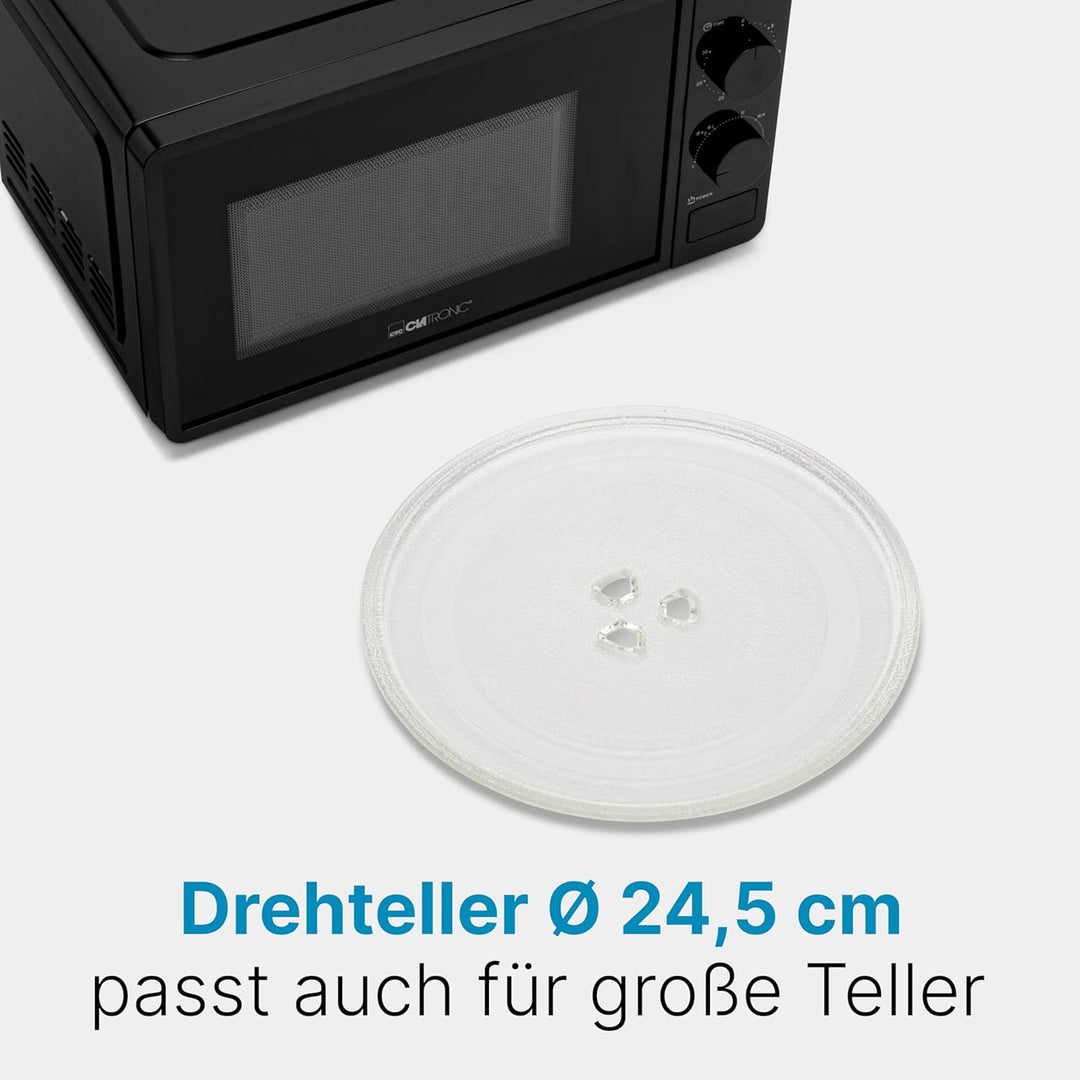 Clatronic® Mikrowelle mit Grill | 800 Watt | 5 Stufen | 20 Liter Garraum | 360° Drehteller | Timer m
