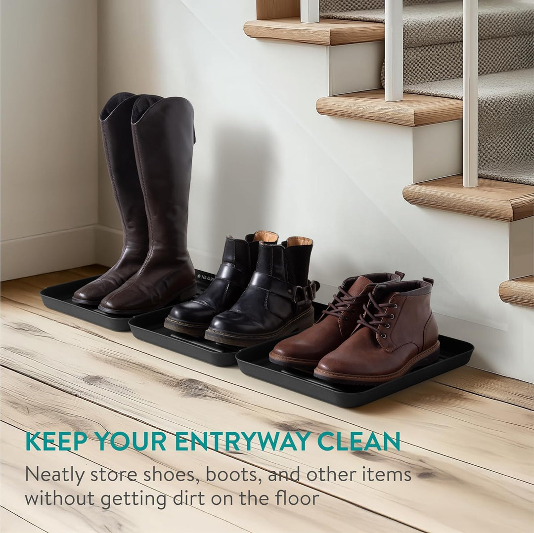 Navaris 3X Schuhablage Schuhabtropfschale klein - Schuhablage schmal 35x27x2,5cm - Erhöhter Rand - S