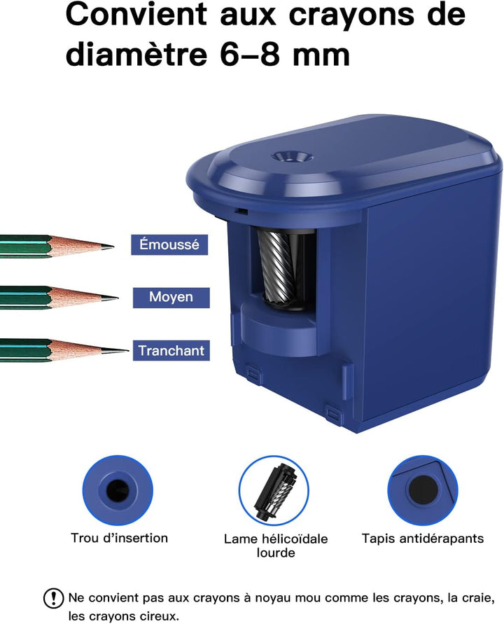 Elektrischer Spitzer, stärkere Spiralklinge, automatischer Spitzer, automatischer Stopp für 6–8 mm N