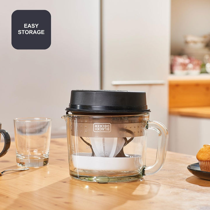 BLACK+DECKER Elektrische Zitruspresse | BXCJ30E | 30W | 1 Liter | Mit Glaskanne | Weiss-Transparent