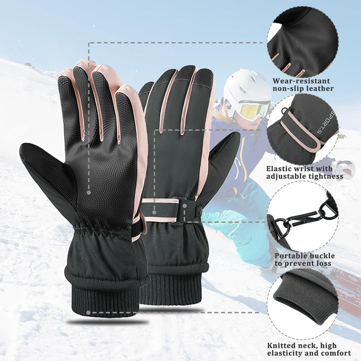 Andiker Winter Damen Skihandschuhe, Winterhandschuhe Warm, wasserdichte Touchscreen Anti Rutsch Snow