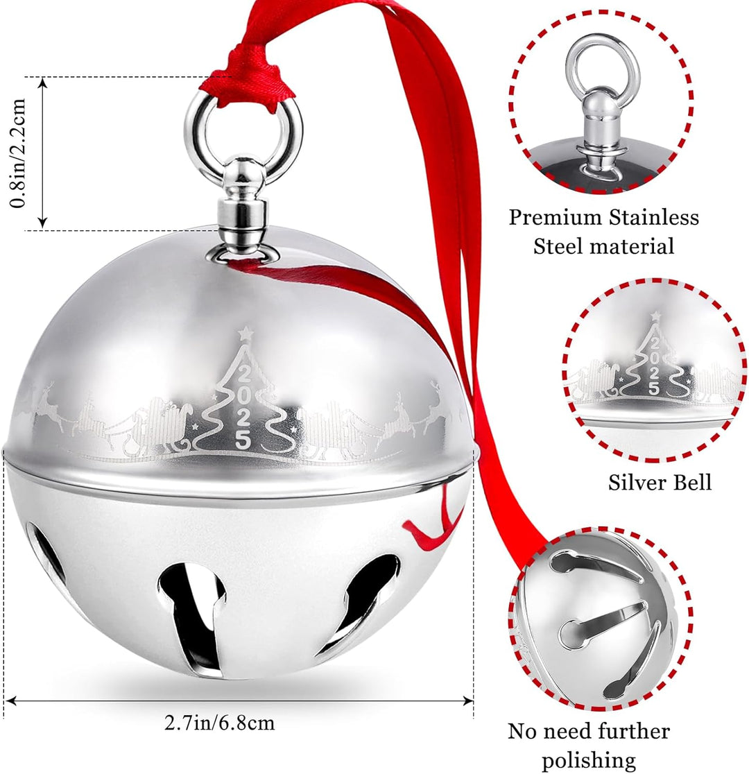 2023 Weihnachtsglocke Ornamente für Weihnachtsbaum, Schlittenglocke Dekoration Silber Glocke Ornamen