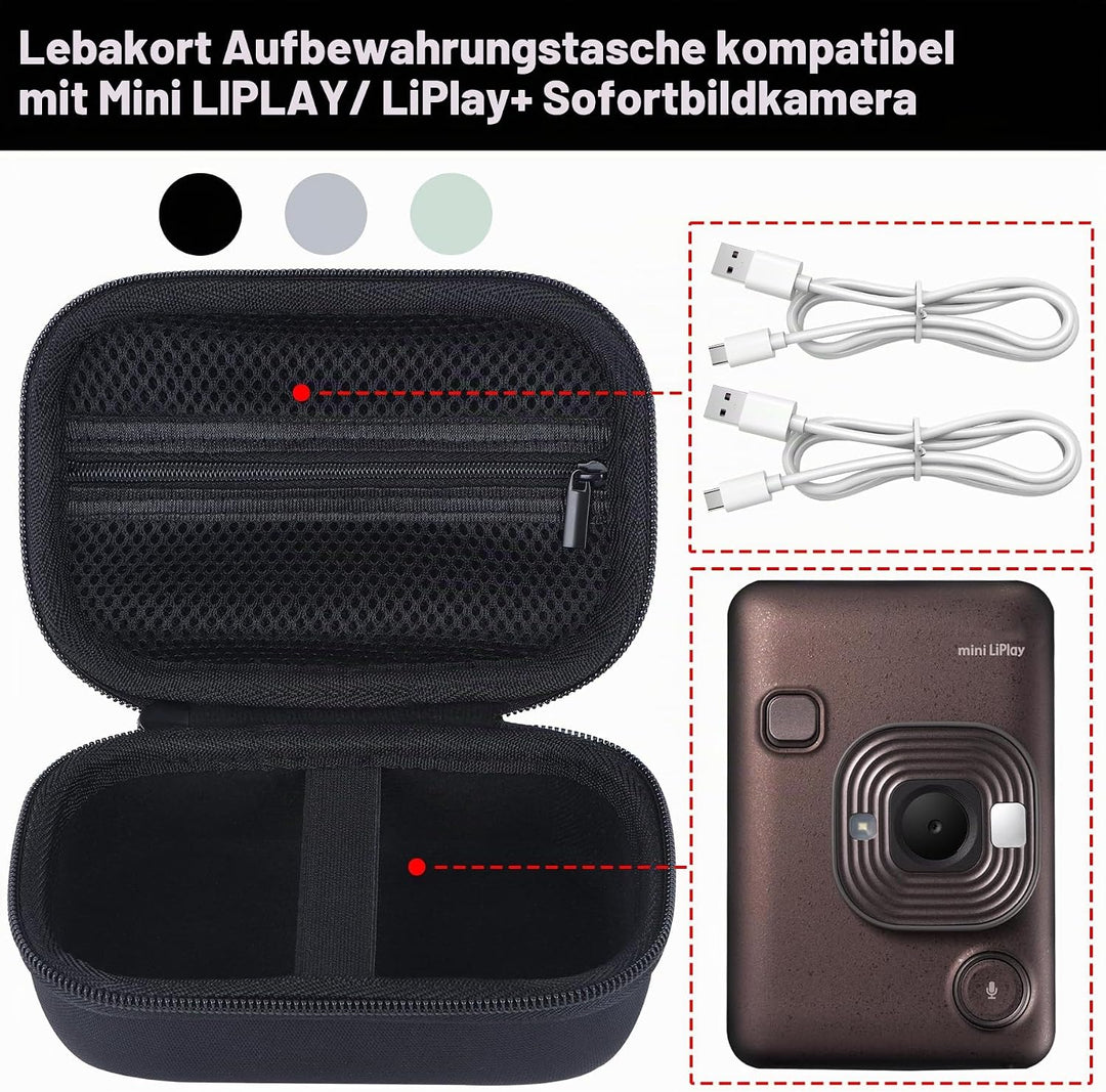 Hart Schutz Hülle Etui Tasche für Fujifilm Mini Liplay+/Liplay Hybride Sofortbildkamera (Schwarz), S