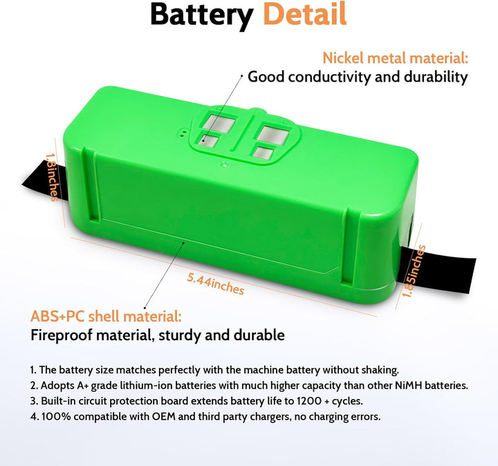 6000mAh Ersatzakku Kompatibel für iRobot Roomba 500 600 600 700 800 900 Serie für Roomba 960 981 970