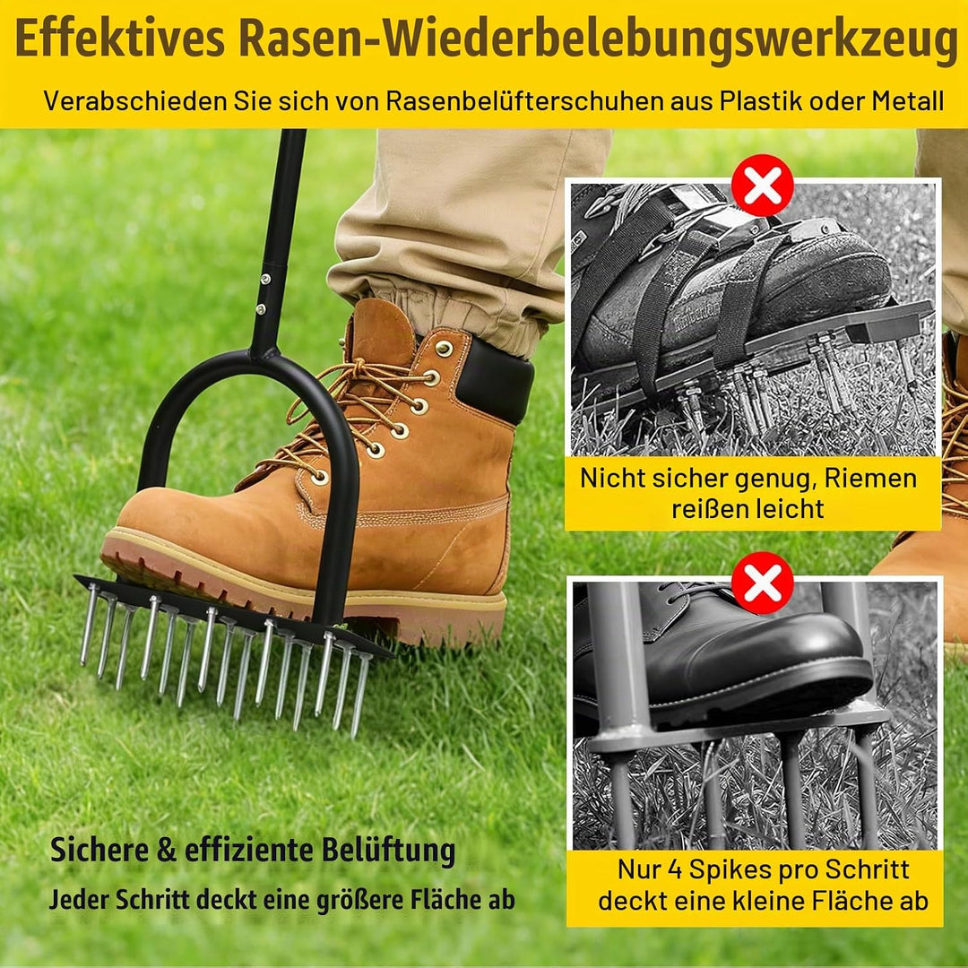 ROCKY&amp;CHAO Rasenlüfter Aerifizierer für Rasen –Mini Manuelles Rasenbelüften Gerät mit 15 Spikes, T-G