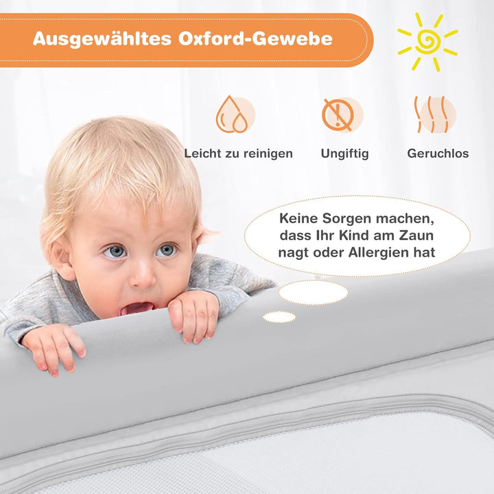 DREAMADE 120 x 120 cm Laufstall Baby, Laufgitter mit 50 Spielbällen & 2 Zugring, Schutzgitter mit At