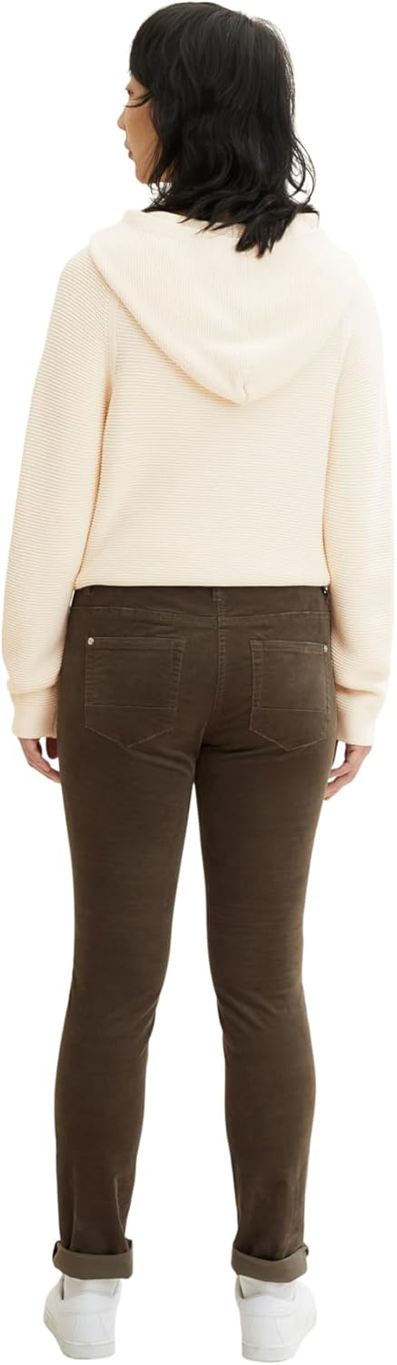TOM TAILOR Damen Alexa Slim Samthose 32W / 30L 18123 - Tarmac Khaki, 32W / 30L 18123 - Tarmac Khaki