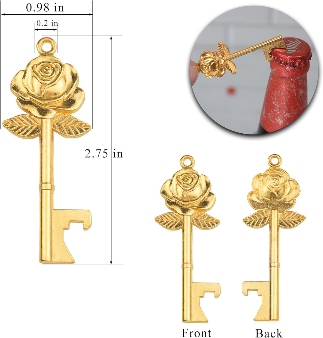 Makhry 52pcs Rose Blumen Form Vintage Schlüssel Flaschenöffner Hochzeit Geschenke für Gast Souvenir