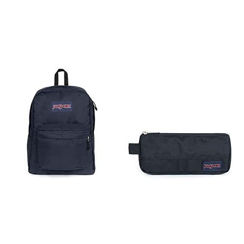 Jansport SuperBreak One Rucksack, 42.5 cm, 26 L, Blau (Navy) +Jansport Basic Accessory Pouch, 21 cm,