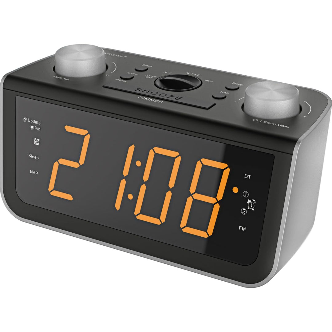 Soundmaster FUR5005 UKW PLL-Uhrenradio Funkwecker Radiowecker Wecker Dual-Alarm dimmbares Jumbo Disp