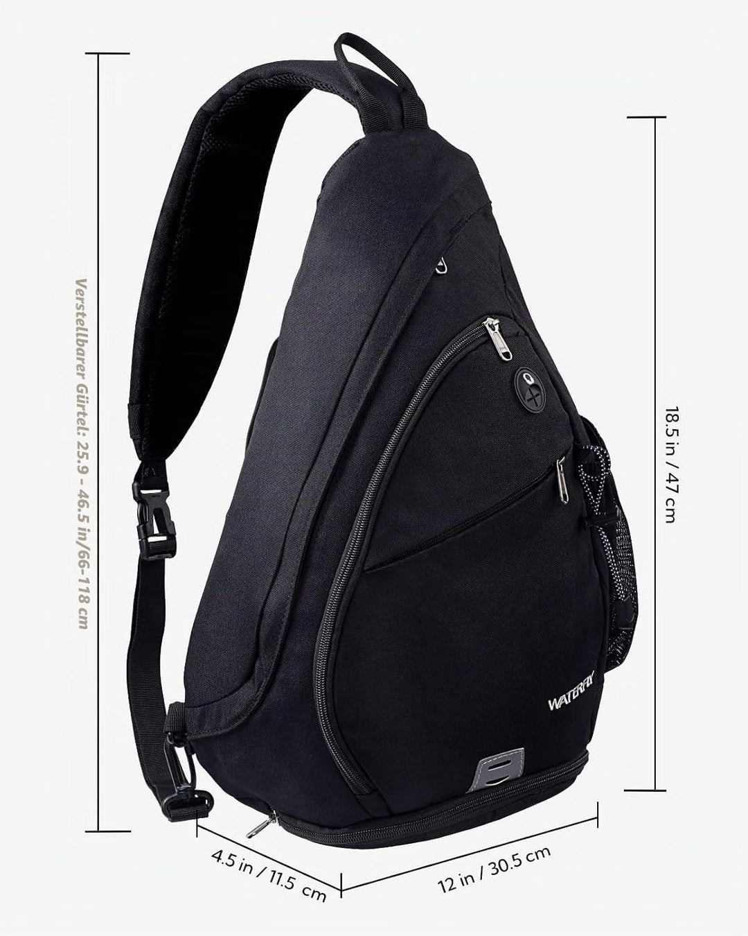 WATERFLY Sling Bag Crossbody Backpack Schulterrucksack mit verstellbarem Schultergurt Perfekt für Ou