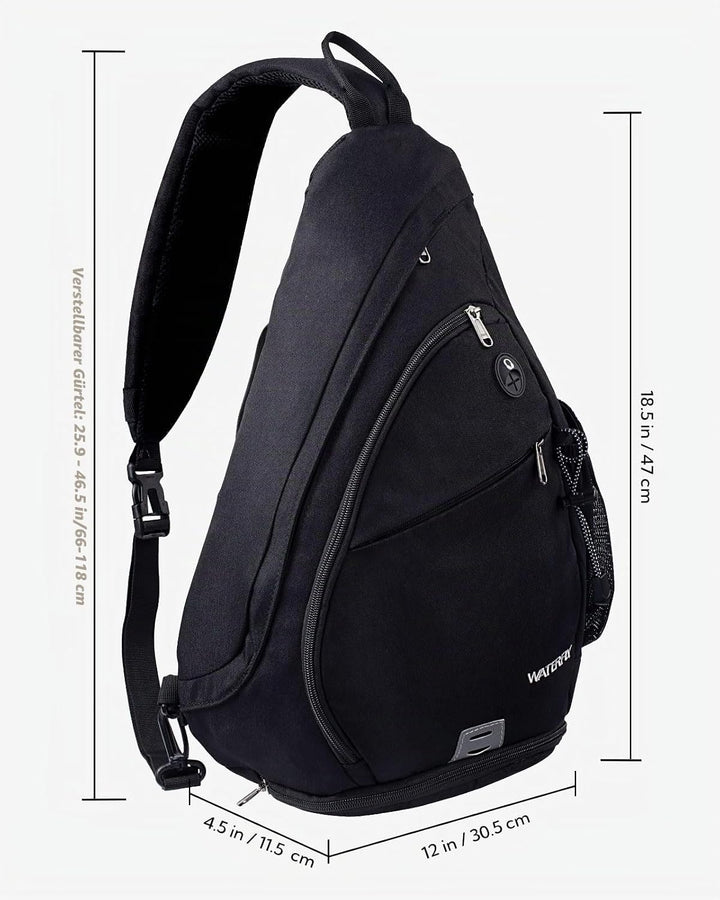WATERFLY Sling Bag Crossbody Backpack Schulterrucksack mit verstellbarem Schultergurt Perfekt für Ou