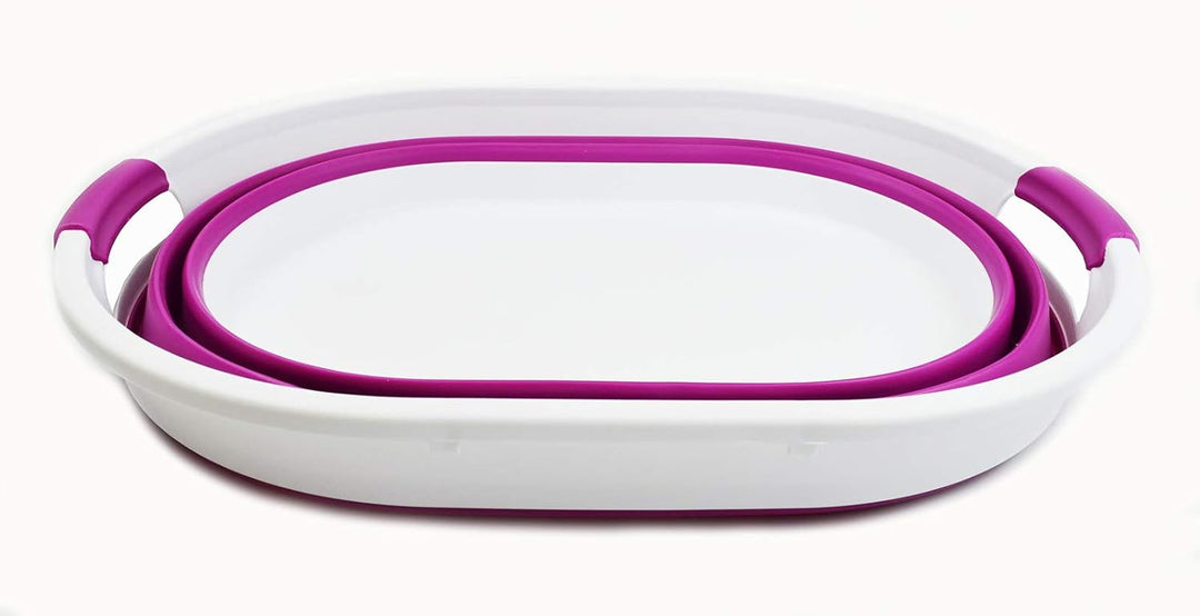 SAMMART 39L Collapsible Plastic Laundry Basket - Oval Tub/Basket - Foldable Storage Container - Spac