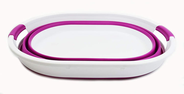 SAMMART 39L Collapsible Plastic Laundry Basket - Oval Tub/Basket - Foldable Storage Container - Spac