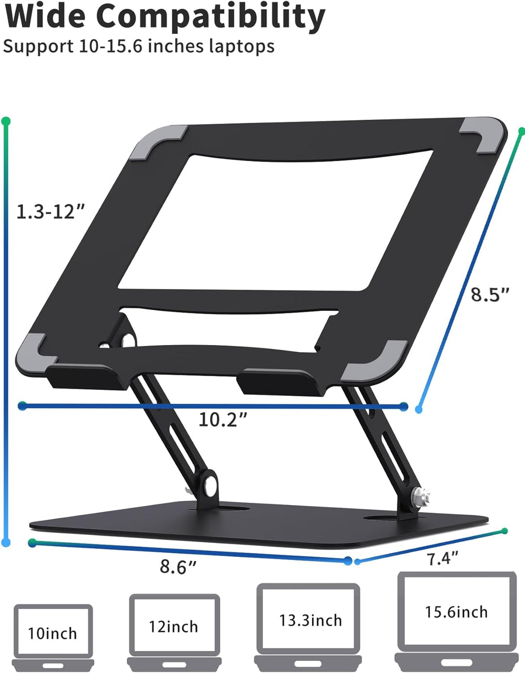 SOUNDANCE Laptop-Ständer für Schreibtisch mit Stabiler Schwerer Basis, verstellbare Höhe Multi-Winke