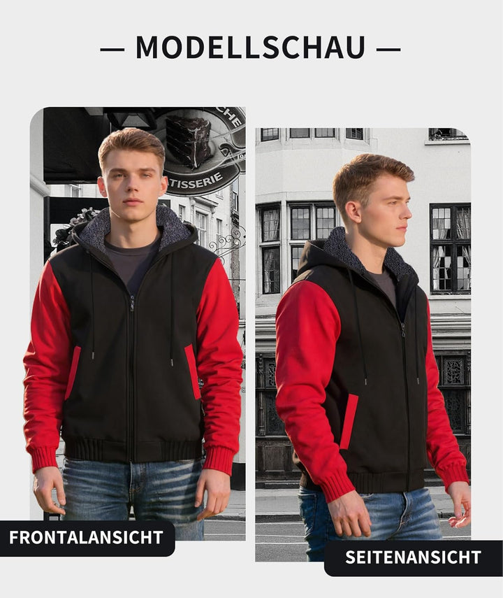 SwissWell Herren Fleecejacke Full Zip Kapuzenjacke Winter Sweatjacke mit Kapuze Gefütterte Hoodie Mä