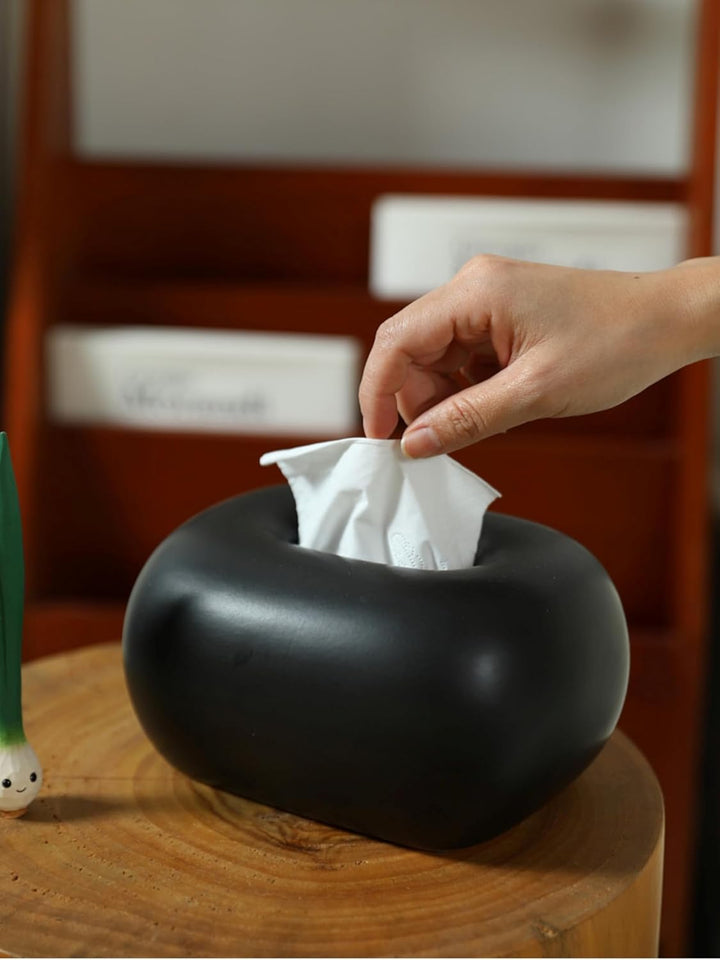 Keramik Kosmetiktücherbox Braun Pastell, moderner Taschentuchspender für Wohnzimmer, Badezimmer und