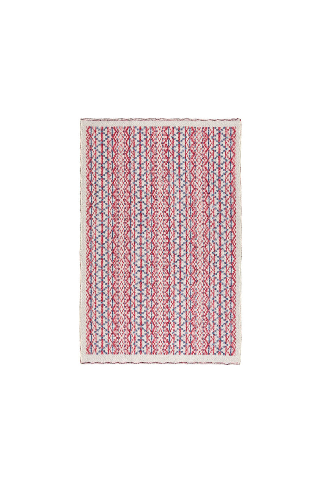 ÖJBRO VANTFABRIK "Lycksele gewebte Wolldecke 90x130 cm Natur/rot/blau 100% Merinowolle Strick-Plaid