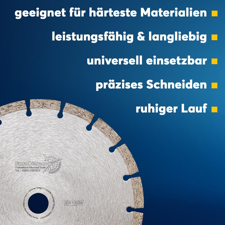 2x EDW Profi Diamanttrennscheibe 230 x 22,23 x 10 mm Standard Universal - lasergeschweisste Diamant