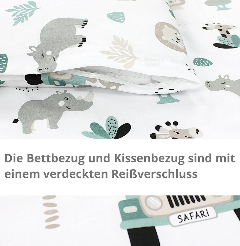 TupTam Unisex Baby Wiegenset 4-teilig Bettwäsche-Set: Bettdecke mit Bezug und Kopfkissen mit Bezug,