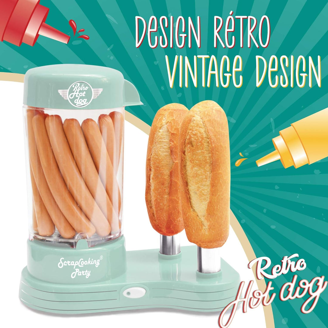 SCRAP COOKING 601 Hot Dogs Maschine für 12 Wurst & 2 Brote, Retro-Stil, Vintage, Grillen, Partys, Ke