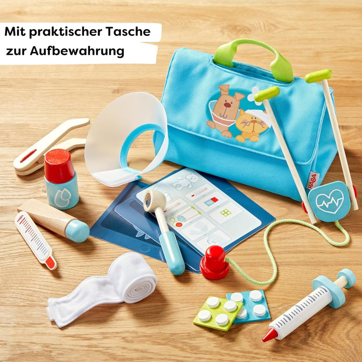 HABA Creative Play Tierarzt-Spielset – Holz-Tierpflege-Zubehör für Kinder – Perfekte Ergänzung für T