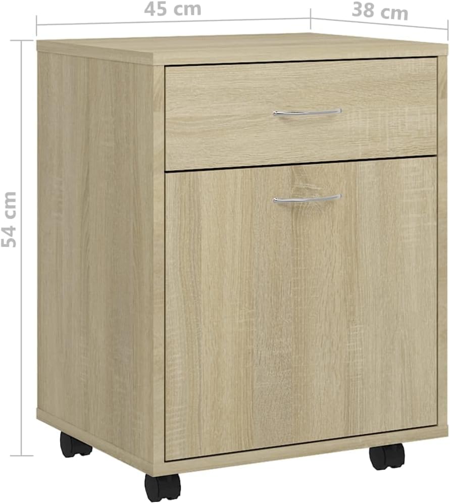 vidaXL Rollschrank mit 1 Tür 1 Schublade Rollcontainer Büroschrank Aktenschrank Bürocontainer Schran