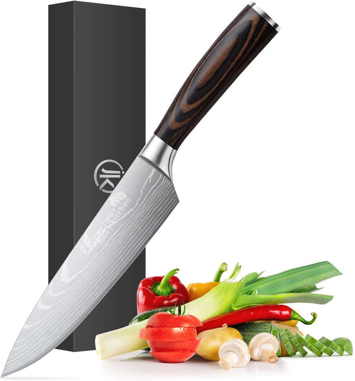 Joeji's Kitchen Kochmesser Profi Messer scharf aus rostfreiem Edelstahl mit ergonomischem Pakkaholzg