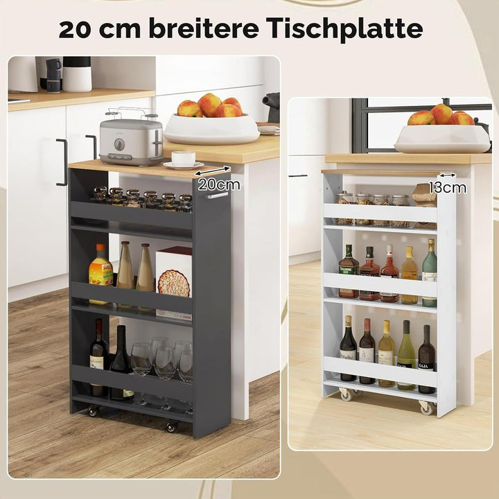 FANTASK Nischenregal 20 cm Breit, 47,5 x 20 x 80,5 cm, schmal Küchenregal mit Griff &amp; Geländern, Bad
