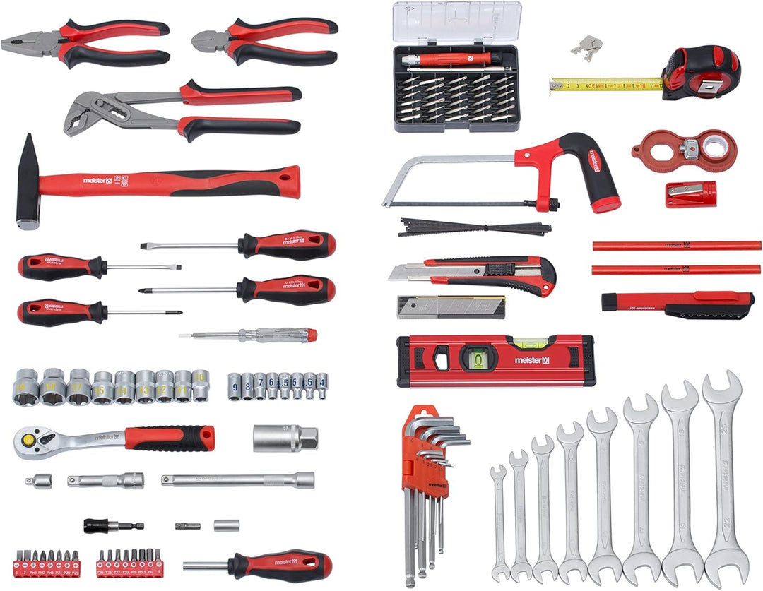 Meister Werkzeugkoffer 121-teilig - Stabiler Alu-Koffer - Werkzeug-Set - Für Haushalt, Garage & Werk