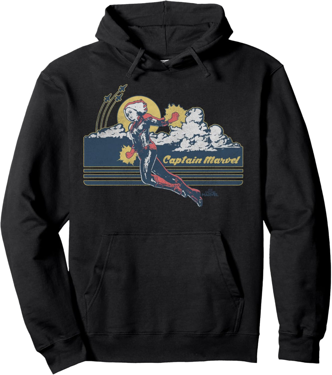 Captain Marvel Sunset Retro Logo Pullover Hoodie