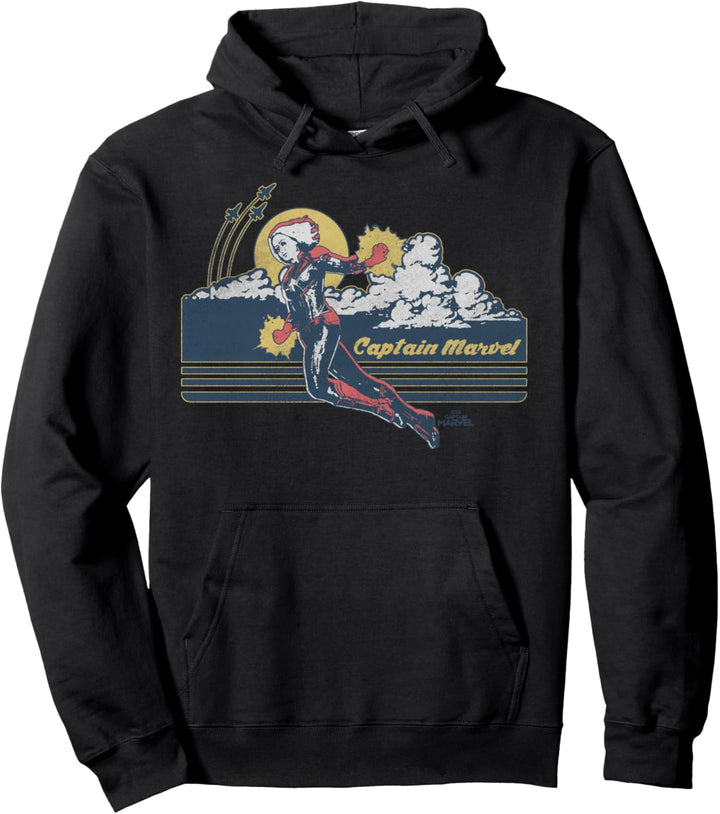 Captain Marvel Sunset Retro Logo Pullover Hoodie