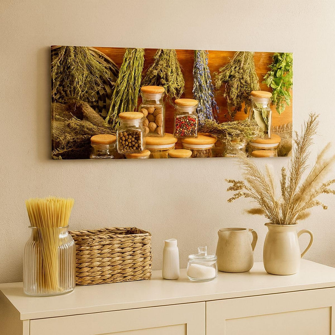 Wandbilder Dekoration Wohnzimmer Aromatisch duft flasche kräuter Panorama Bilder auf Leinwand 120x50