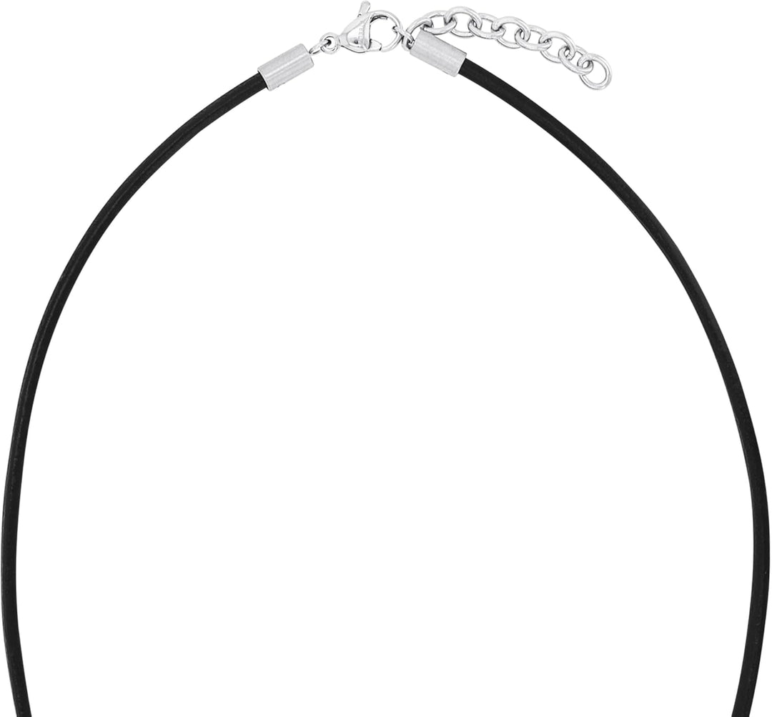 s.Oliver Kette mit Anhänger Edelstahl Leder Jungen Kinder Halsschmuck, 40+3 cm, Schwarz, Kreuz, Komm
