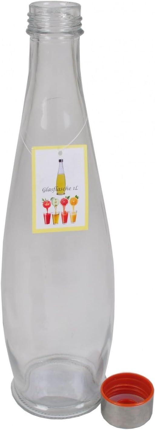 BURI 6x Glasflasche 1L mit Schraubdeckel Flasche Schraubverschluss Saft Most Flasche