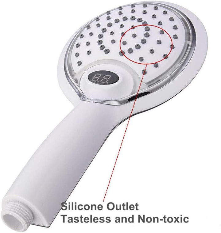 3 Farbe LED Handheld Dusche Spray Kopf mit Digitale Temperaturanzeige, Wasser Flow Powered ABS Chrom
