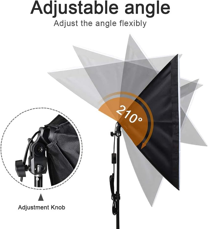 Softbox-Beleuchtungsset,Professionelles Studio Kontinuierliche Ausrüstung mit 2M Lichtstativ, 3200-5