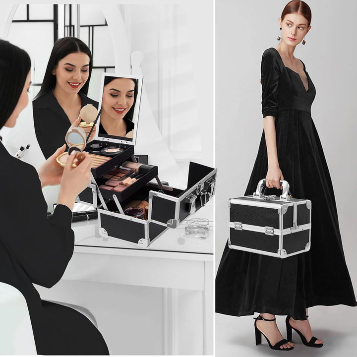 Kosmetikkoffer Schminkkoffer Makeup Koffer Kosmetik Make up Organizer Koffer Multikoffer mit Schlüss