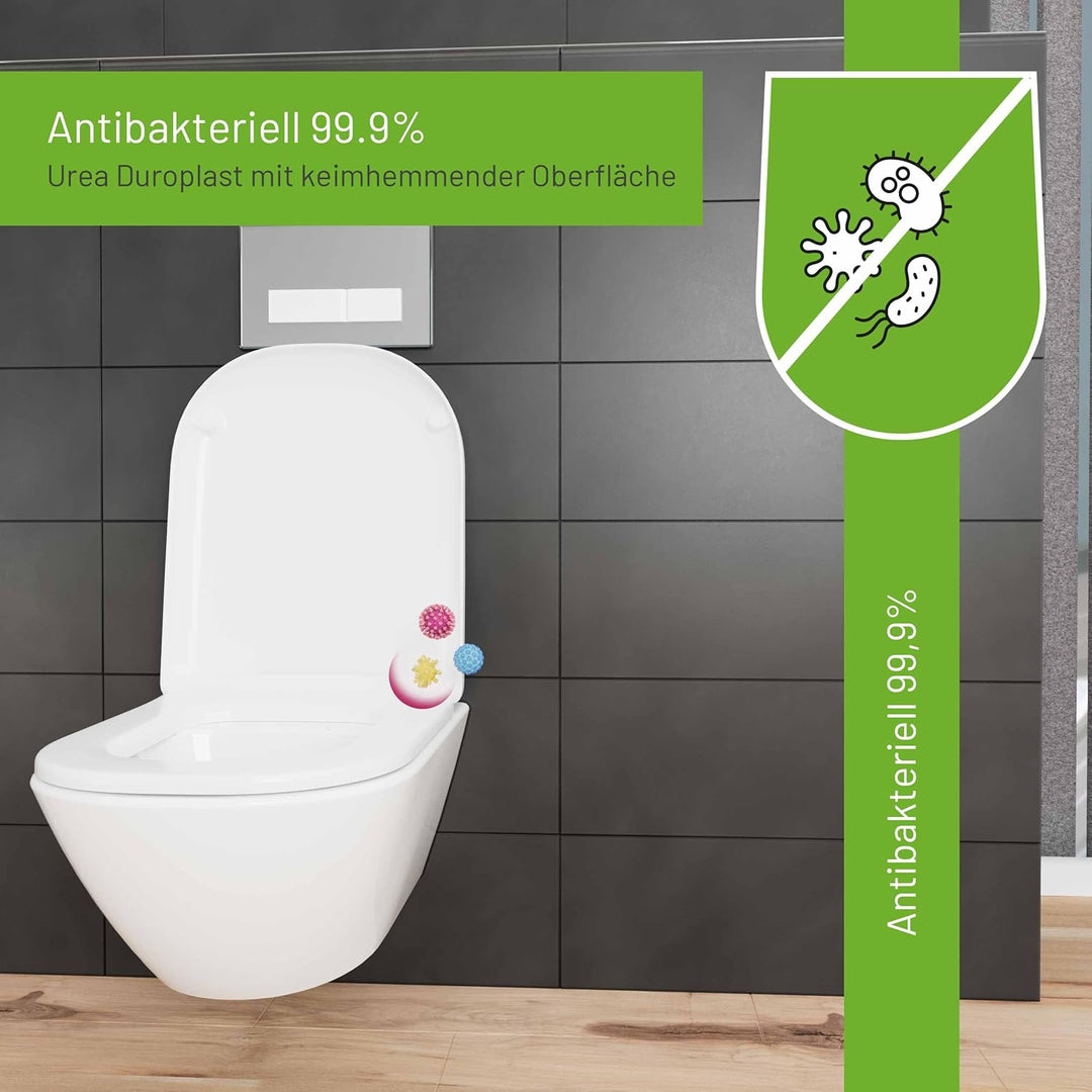 LUVETT® D900 Toilettendeckel mit Absenkautomatik D Form Weiss - SoftClose Klodeckel Abnehmbar - Klob