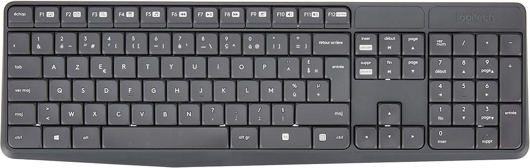 Logitech MK235 Kabelloses Set mit Tastatur und Maus für Windows, Französisches AZERTY-Layout - Grau