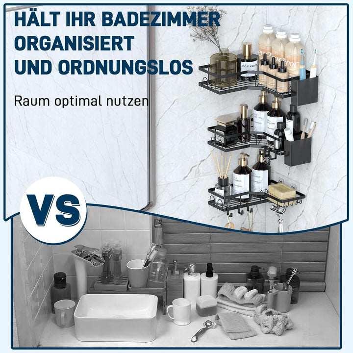 Duschablage ohne Bohren, Eckregal Bad Edelstahl Badezimmer Organizer Badezimmer Regal mit Klebepad D