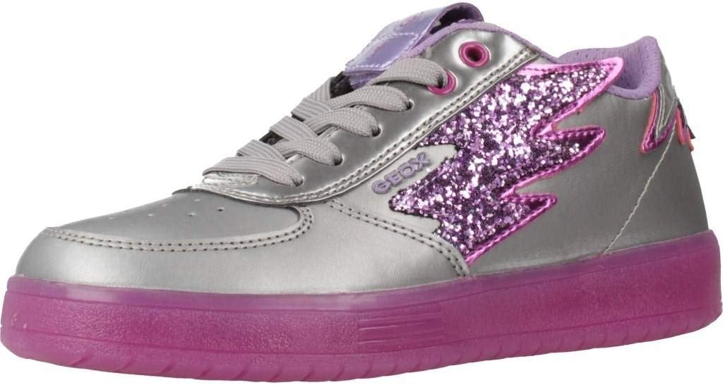 Geox Mädchen J Kommodor B Low-top Sneaker 31 EU Silber Dk Silver Lilac C1335, 31 EU Silber Dk Silver