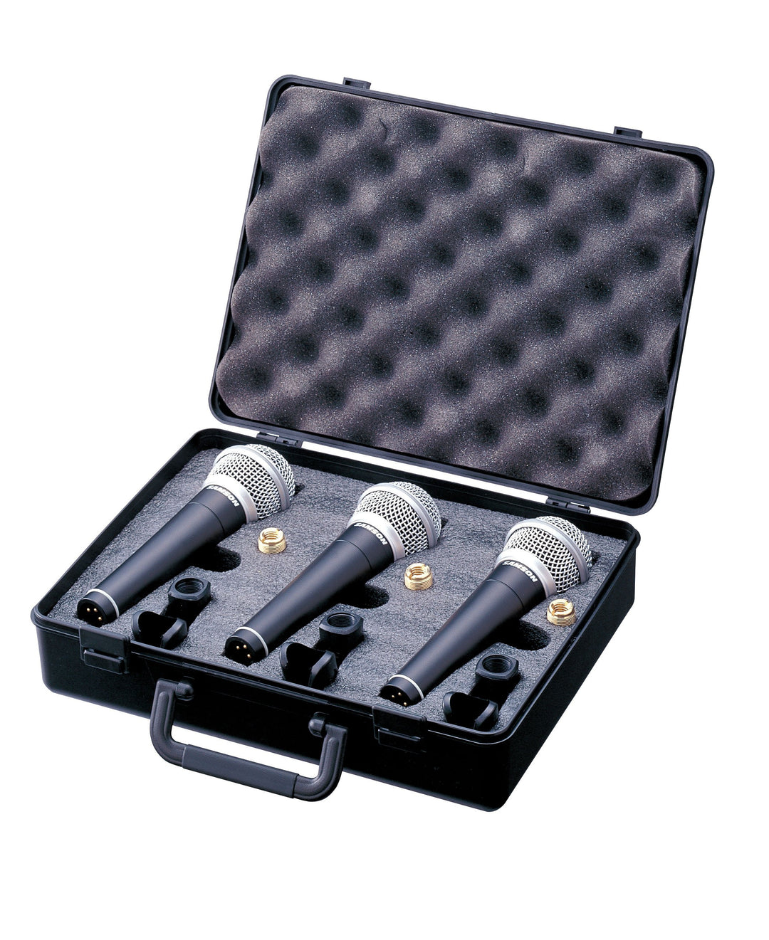 Samson SAR21S3 R21S Dynamische Cardioid-Mikrofone (mit An-/Ausschalter und Tasche), 3 Stück, Schwarz