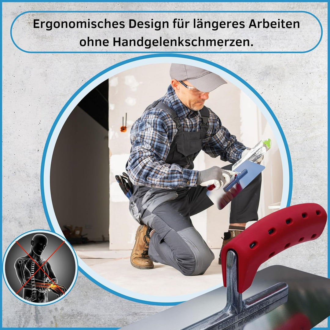 Zahnkelle 4mm, Zahnglättekelle mit Softgriff, rostfreie edelstahl gezahnte Glättekelle, Zahnspachtel