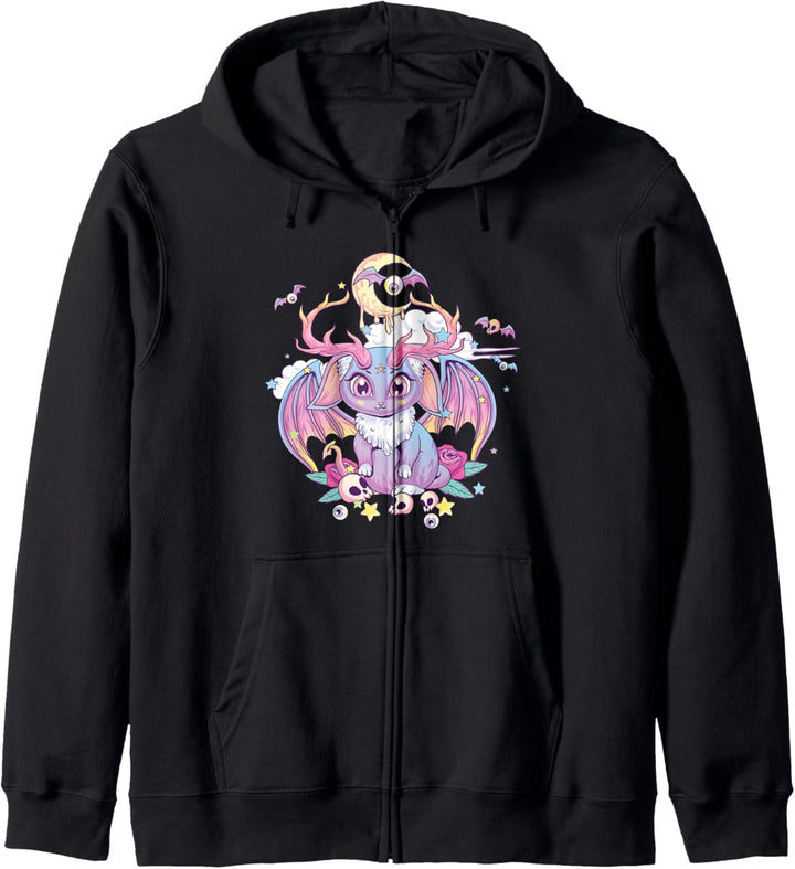 Pastell Goth Creepy Occult Satanic Jackalope Kawaii Menhera Kapuzenjacke