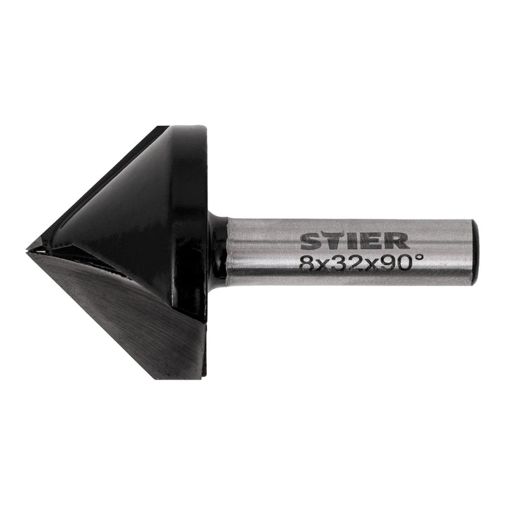 STIER Gipskartonfräser Rigipsfräser, 90° Winkel, D32 mm, 8 mm Schaft für Oberfräsen, 32 mm Durchmess