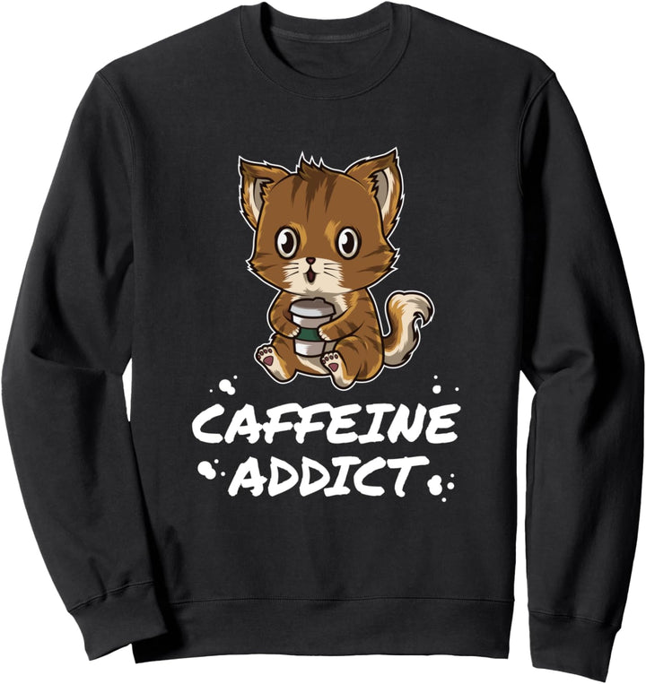 Koffeinsüchtig - Lustige Kaffeekatze mit einem Problem Sweatshirt