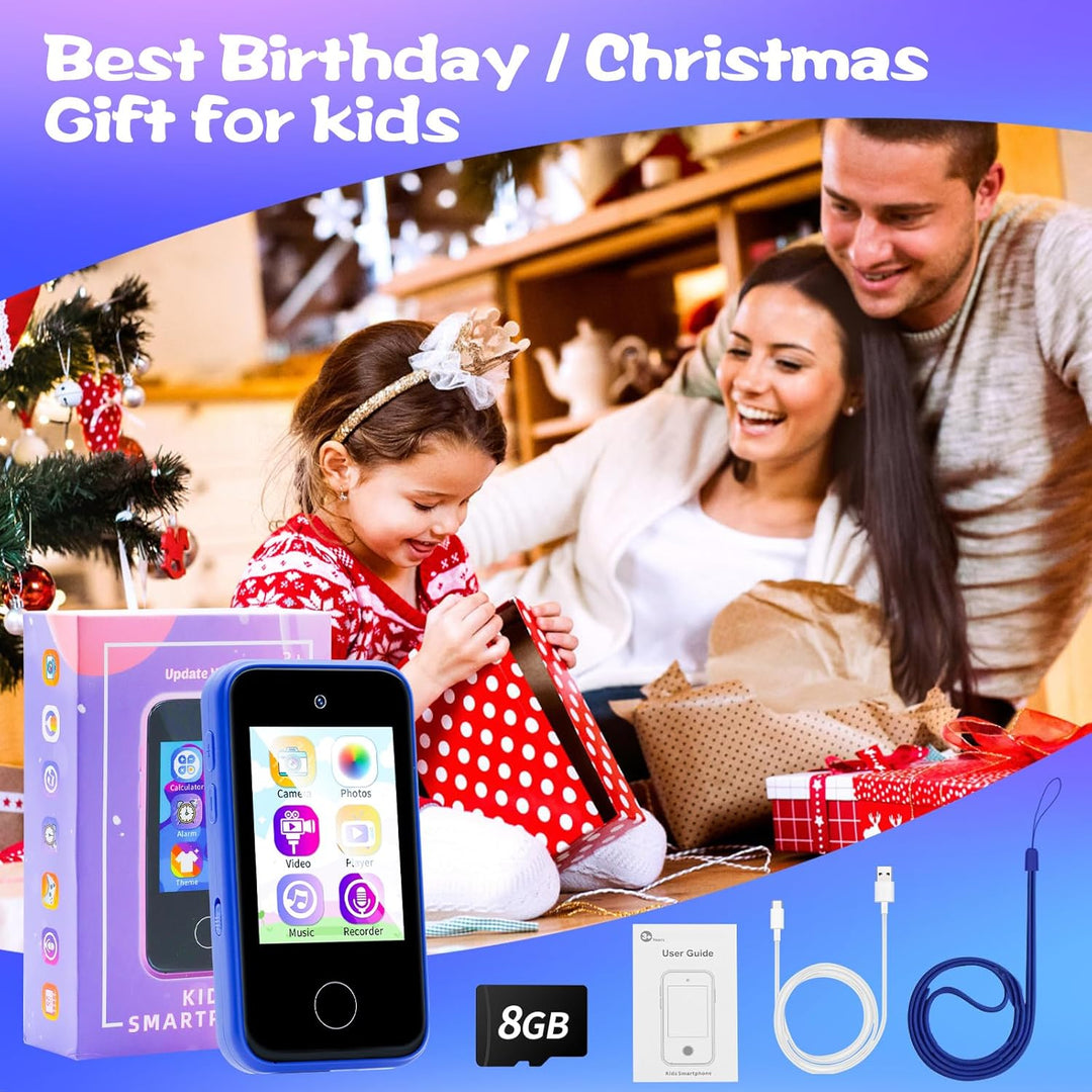 Kinder Handy for 3-8 Jahre,Smartphone und Lernspielzeug für Kleinkinder (Blue), Blue