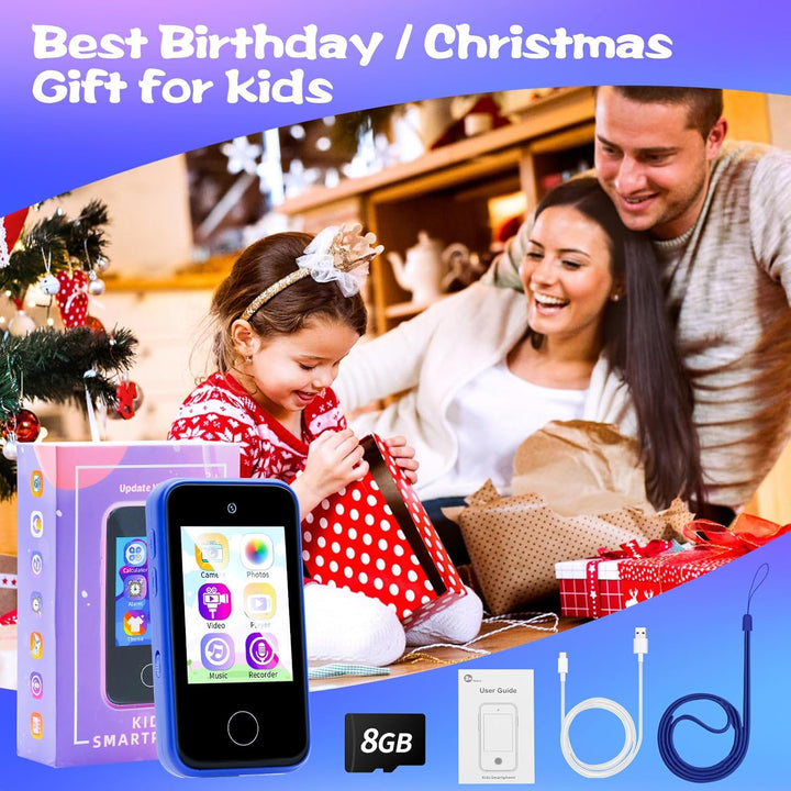 Kinder Handy for 3-8 Jahre,Smartphone und Lernspielzeug für Kleinkinder (Blue), Blue